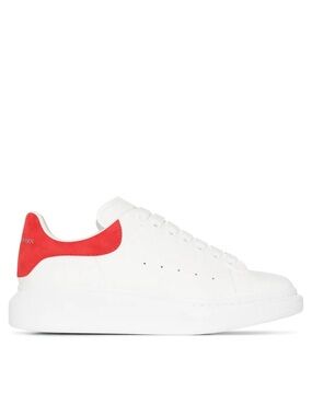 Alexander McQueen White Oversized Sneakers with Red Suede Contrast Size 39